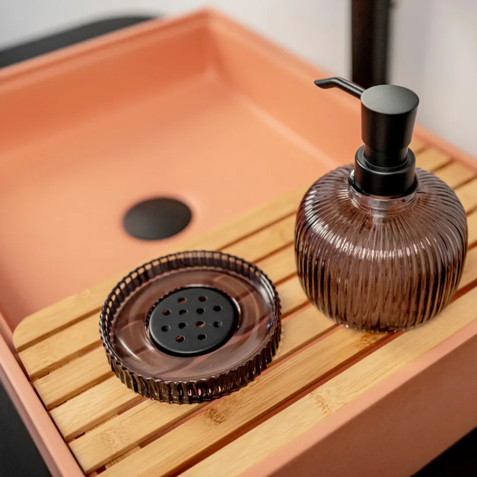 Lavabo Rettangolare da Appoggio Realizzato in Terrazzo Arancio Mali  - Azalea  Viadurini