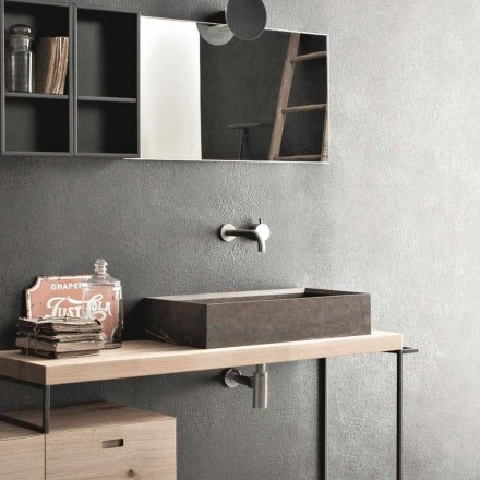 Lavabo Rettangolare e Moderno da Appoggio in Pietra di Design - Farartlav3 Viadurini