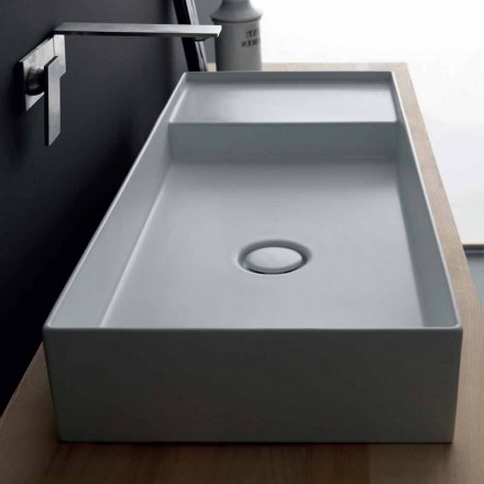 Lavabo rettangolare moderno in ceramica colorata Icon Alice Ceramica Viadurini