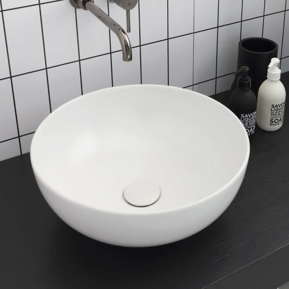 Lavabo Rotondo da Appoggio in Ceramica Colorata L 40 cm - Chicco Viadurini