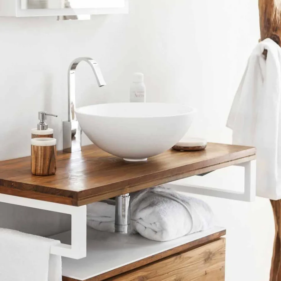 Lavabo Rotondo da Appoggio in Resina Finitura Bianco Ottico - Circle Viadurini
