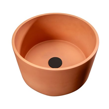 Lavabo Rotondo da Appoggio Realizzato in Terrazzo Arancio Mali  - Azalea  Viadurini