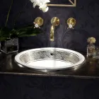 Lavabo Semincasso in Fire Clay con Banda in Diverse Finiture - Botticino Viadurini