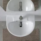 Lavabo Sospeso in Ceramica Bianca dal Design Moderno Elegante - Silice Viadurini