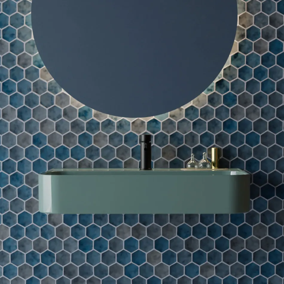 Lavabo Sospeso in Ceramica con Porta Asciugamani Opzionale Made in Italy - Graffa Viadurini
