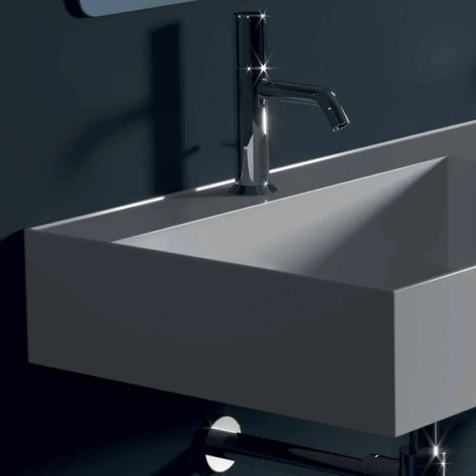 Lavabo sospeso in ceramica design moderno Sun 120x45 cm made in Italy Viadurini
