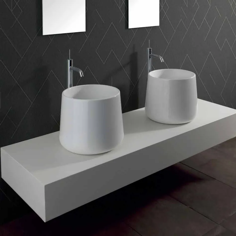 Lavabo Tondo da Appoggio in Ceramica Bianca o Colorata Oliena Viadurini