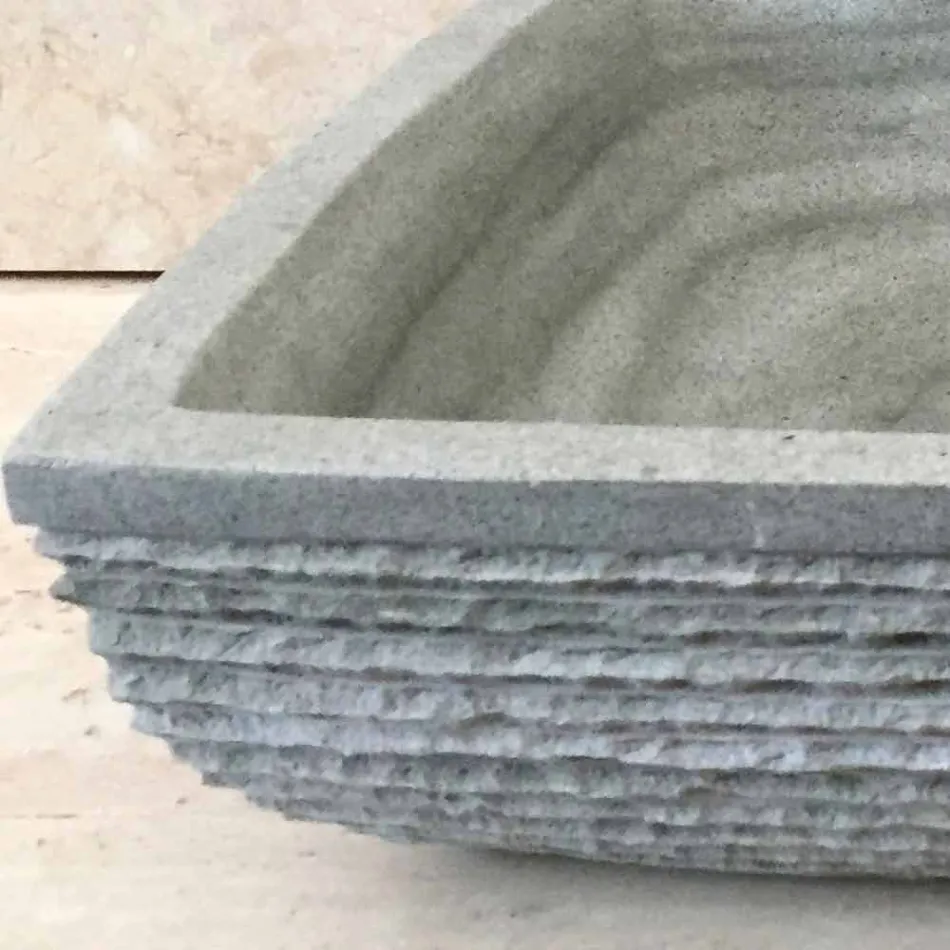 Lavabo verde design da appoggio in pietra Hilda Viadurini