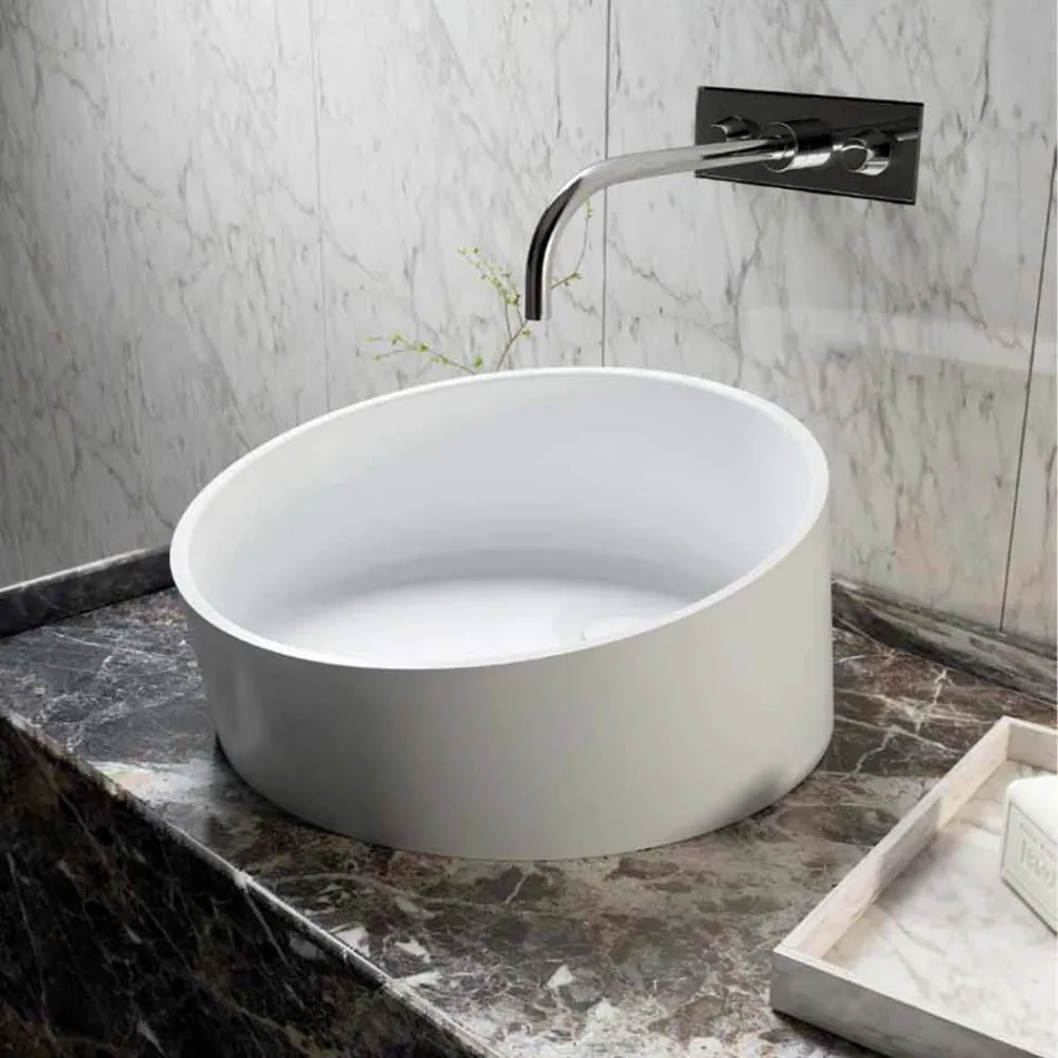 Lavandino circolare freestanding da appoggio fatto in Italia, Dubino Viadurini