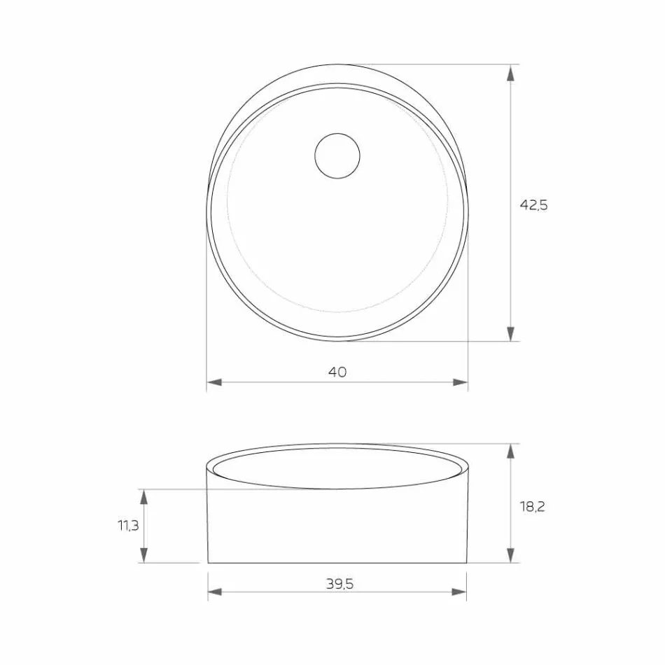 Lavandino circolare freestanding da appoggio fatto in Italia, Dubino Viadurini