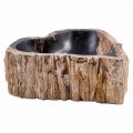 Lavandino da appoggio fatto a mano in legno fossile, Neirone