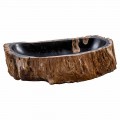 Lavandino da appoggio moderno fatto a mano in legno fossile, Negrar