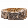 Lavandino da appoggio prodotto a mano in legno fossile, Neviglie