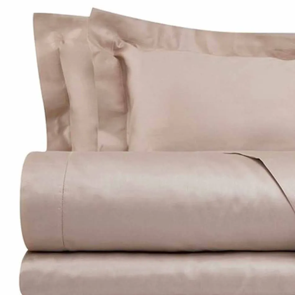 Lenzuola in Raso di Cotone Completo da Letto Matrimoniale Tinta Unita - Fresia Viadurini