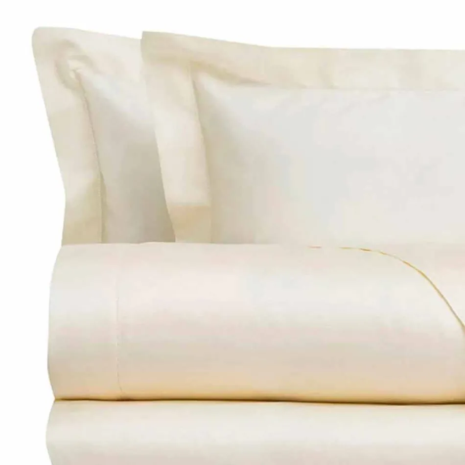 Lenzuola in Raso di Cotone Completo da Letto Matrimoniale Tinta Unita - Fresia Viadurini