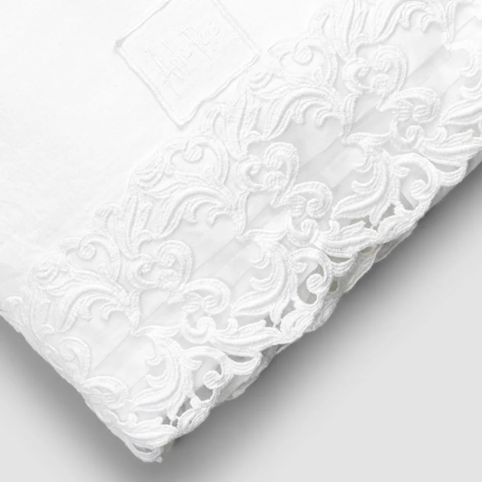 Lenzuolo di Lino Bianco con Pizzo per Letto Matrimoniale Alta Qualità - Fiumana Viadurini