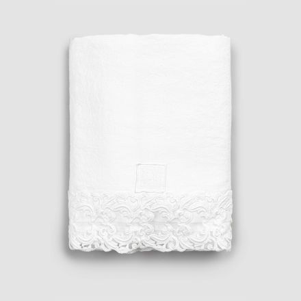 Lenzuolo di Lino Bianco con Pizzo per Letto Matrimoniale Alta Qualità - Fiumana Viadurini