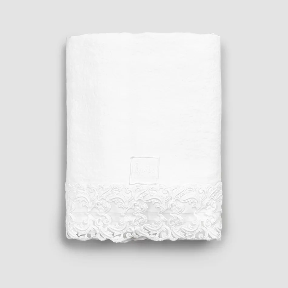 Lenzuolo di Lino Bianco con Pizzo per Letto Matrimoniale Alta Qualità - Fiumana Viadurini