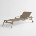 Lettino da Esterno in Alluminio con Ruote e Braccioli Design Moderno- Carmine Viadurini