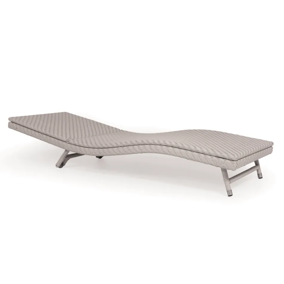 Lettino da Esterno in Polyrattan con Ruote   – Meredith Viadurini