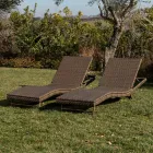 Lettino da Esterno in Polyrattan con Ruote   – Meredith Viadurini