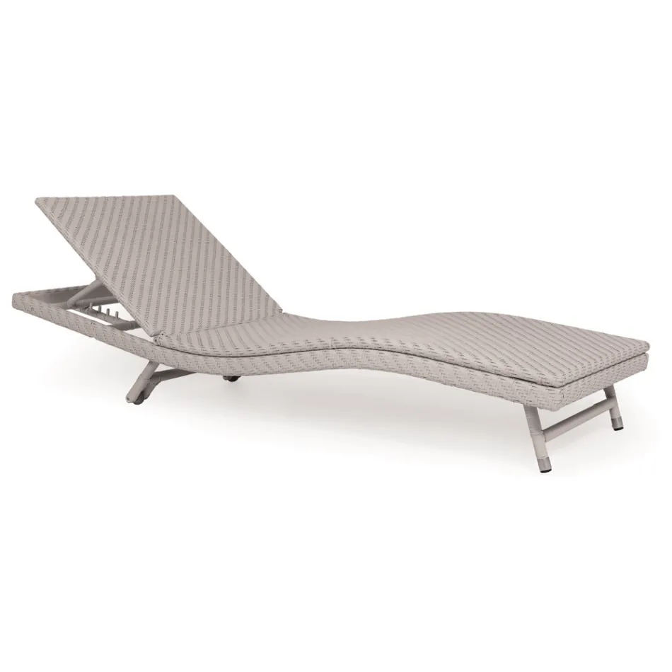 Lettino da Esterno in Polyrattan con Ruote   – Meredith Viadurini