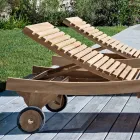 Lettino da Esterno in Teak Naturale – Yggdrasil Viadurini