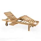 Lettino da Giardino in Legno di Teak Naturale – Yggdrasil Viadurini