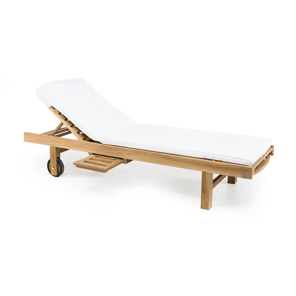 Lettino da Giardino in Legno di Teak Naturale – Yggdrasil Viadurini