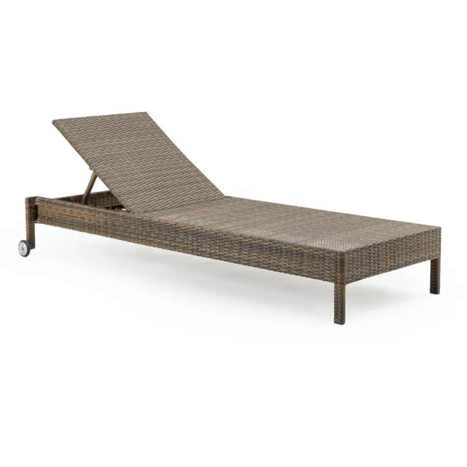 Lettino da Giardino in Polyrattan con Ruote – Sunbathe Viadurini