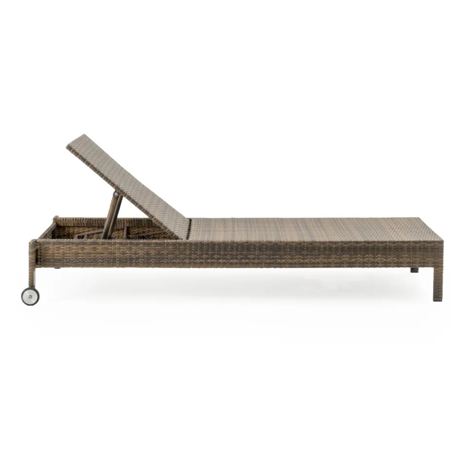 Lettino da Giardino in Polyrattan con Ruote – Sunbathe Viadurini