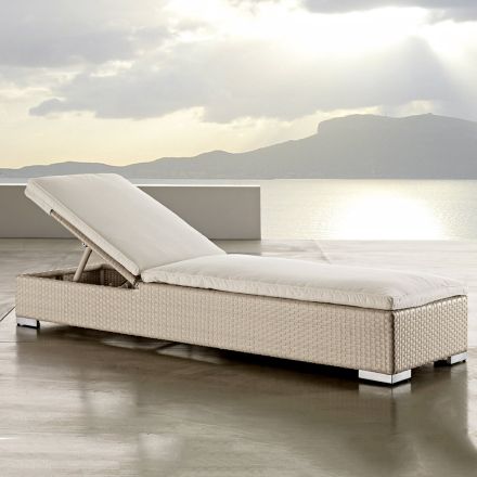Lettino da Giardino in Polyrattan Intrecciato a Mano – Experia Viadurini