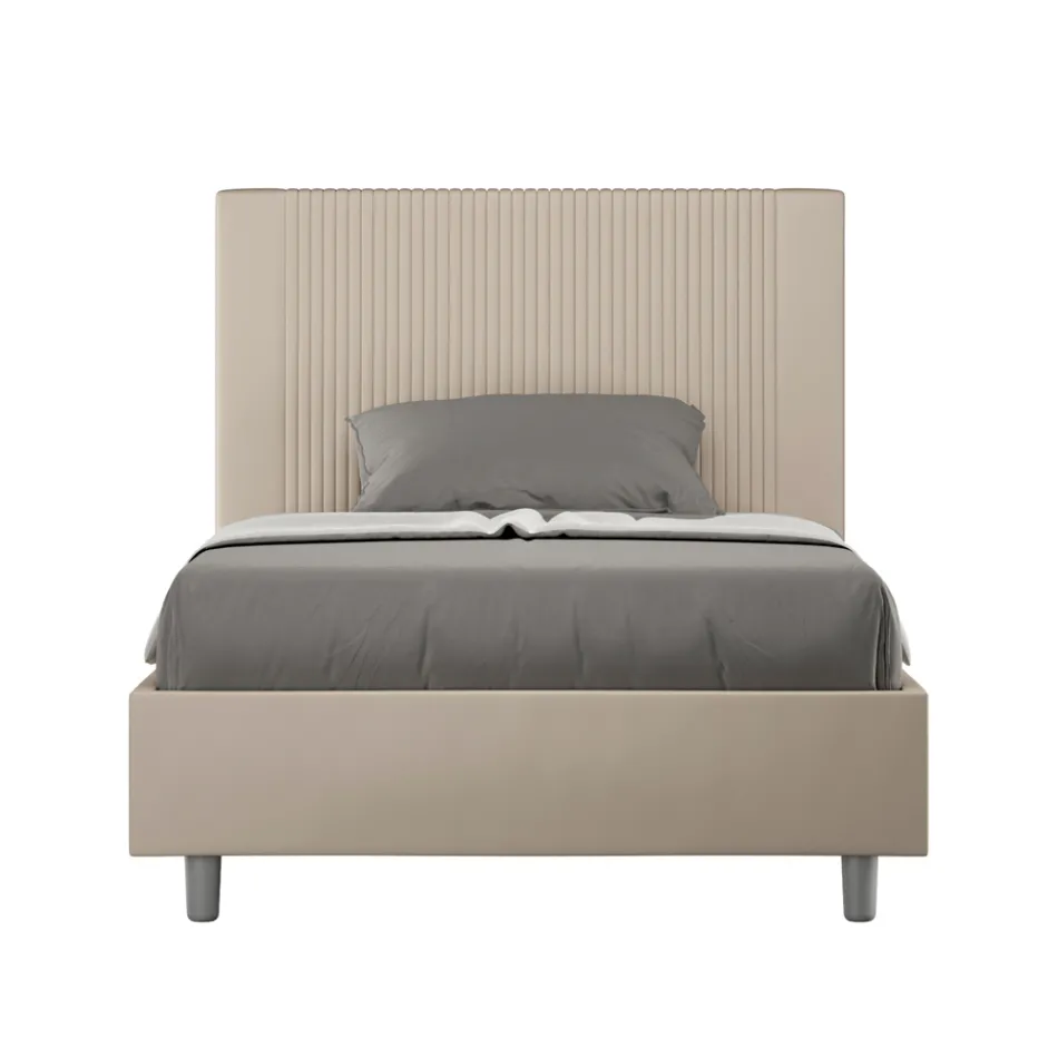 Letto 120x200 cm con Testata Decorata con Linee Verticali Made in Italy - Pattini Viadurini