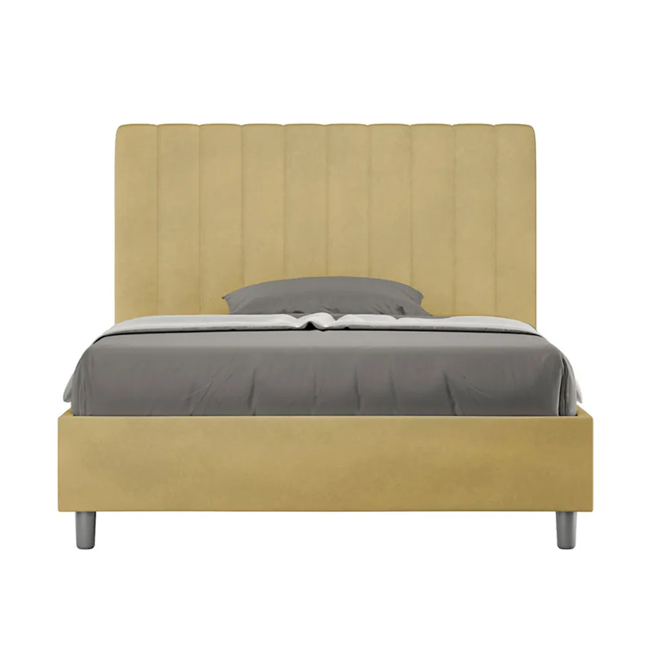 Letto 120x200 cm Microfibra con Linee Verticali Simmetriche Made in Italy - Guanto Viadurini