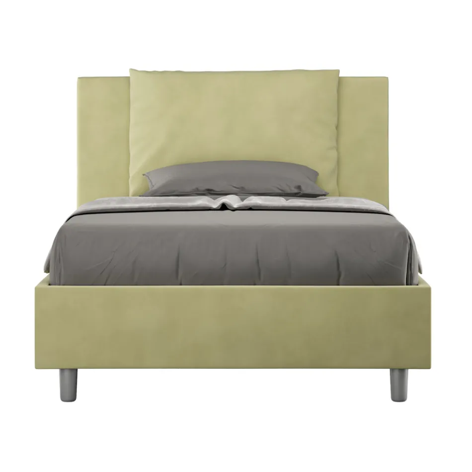 Letto 120x200 cm Testata con Cuscinatura in Microfibra Made in Italy - Olimpiadi Viadurini