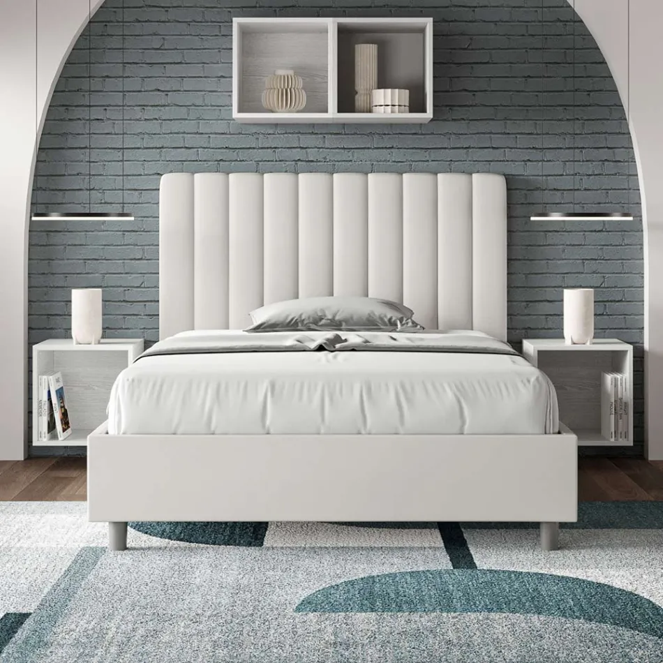 Letto 120x200 cm Testata con Linee Verticali Simmetriche Made in Italy - Guanto Viadurini