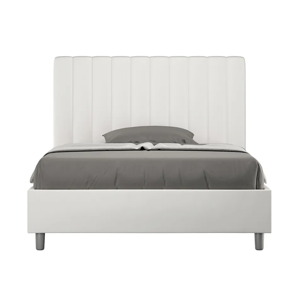 Letto 120x200 cm Testata con Linee Verticali Simmetriche Made in Italy - Guanto Viadurini