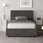 Letto 140x200 cm con Testata a Rettangoli in Microfibra Made in Italy - Brina Viadurini