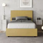 Letto 140x200 cm con Testata a Rettangoli in Microfibra Made in Italy - Brina Viadurini