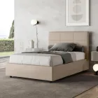 Letto 140x200 cm con Testata a Rettangoli in Similpelle Made in Italy - Brina Viadurini