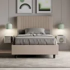 Letto 140x200 cm con Testata Decorata con Linee Verticali Made in Italy - Pattini Viadurini