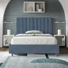 Letto 140x200 cm Microfibra con Linee Verticali Simmetriche Made in Italy - Guanto Viadurini