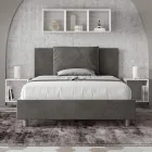 Letto 140x200 cm Testata con Cuscinatura in Microfibra Made in Italy - Olimpiadi Viadurini