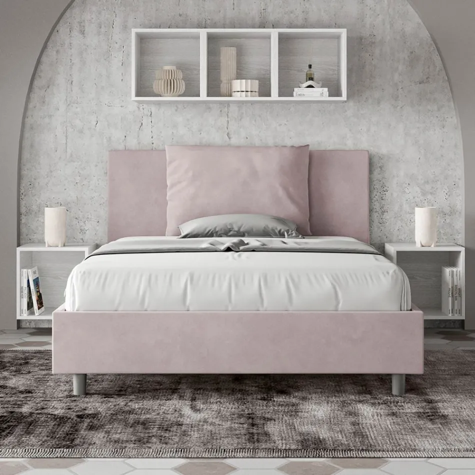 Letto 140x200 cm Testata con Cuscinatura in Microfibra Made in Italy - Olimpiadi Viadurini