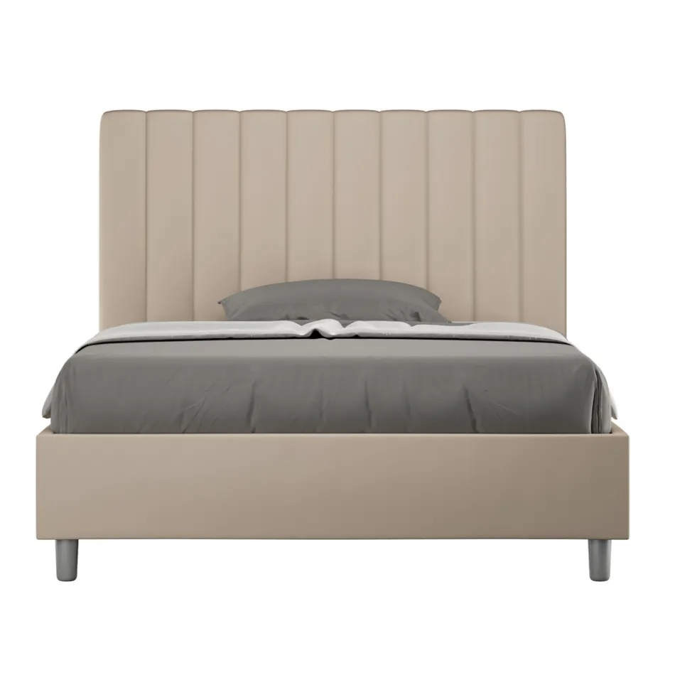 Letto 140x200 cm Testata con Linee Verticali Simmetriche Made in Italy - Guanto Viadurini