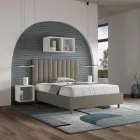 Letto 140x200 cm Testata con Linee Verticali Simmetriche Made in Italy - Guanto Viadurini