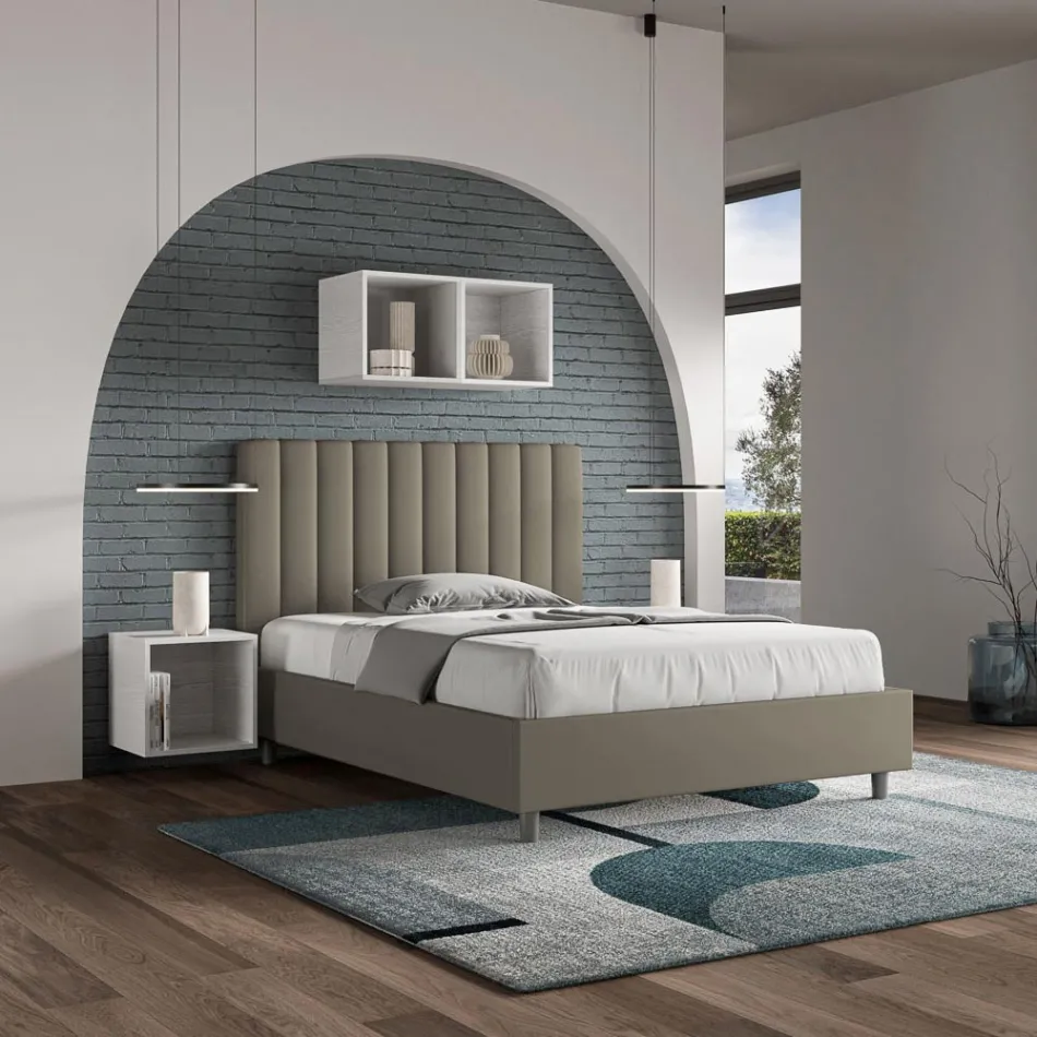 Letto 140x200 cm Testata con Linee Verticali Simmetriche Made in Italy - Guanto Viadurini