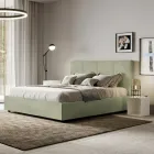 Letto 160x200 cm con Testata a Rettangoli in Microfibra Made in Italy - Brina Viadurini