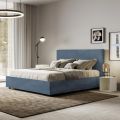 Letto 160x200 cm con Testata a Rettangoli in Microfibra Made in Italy - Brina