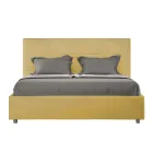Letto 160x200 cm con Testata a Rettangoli in Microfibra Made in Italy - Brina Viadurini
